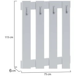 Appendiabiti Bianco 4 Ganci Installazione Sospesa 115h cm, Materiale Struttura in Metallo - Plaus