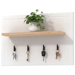 Appendiabiti Bianco Nero Rovere set Fissaggio a Muro Incluso 4 Ganci 57h cm, Installazione a Muro - Mediglia