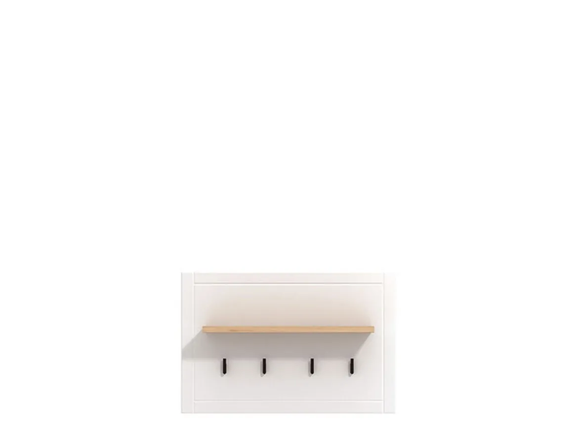 Appendiabiti Bianco Nero Rovere set Fissaggio a Muro Incluso 4 Ganci 57h cm, Installazione a Muro - Mediglia
