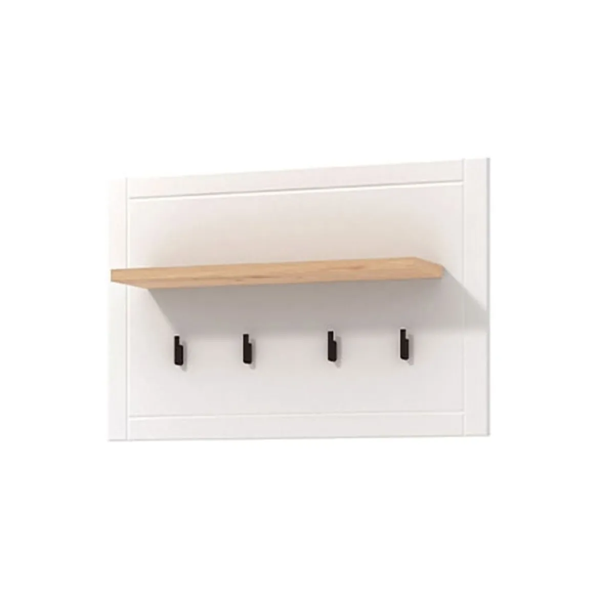 Appendiabiti Bianco Nero Rovere set Fissaggio a Muro Incluso 4 Ganci 57h cm, Installazione a Muro - Mediglia
