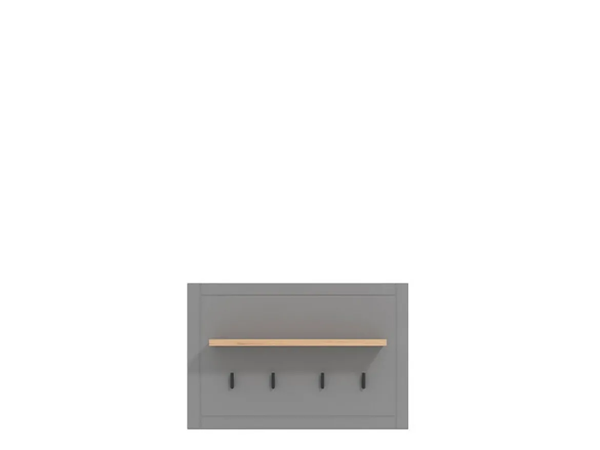 Appendiabiti Grigio Scuro Marrone Rovere set Fissaggio a Muro Incluso 4 Ganci 57h cm, Installazione a Muro - Mediglia