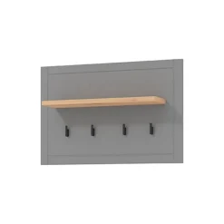 Appendiabiti Grigio Scuro Marrone Rovere set Fissaggio a Muro Incluso 4 Ganci 57h cm, Installazione a Muro - Mediglia