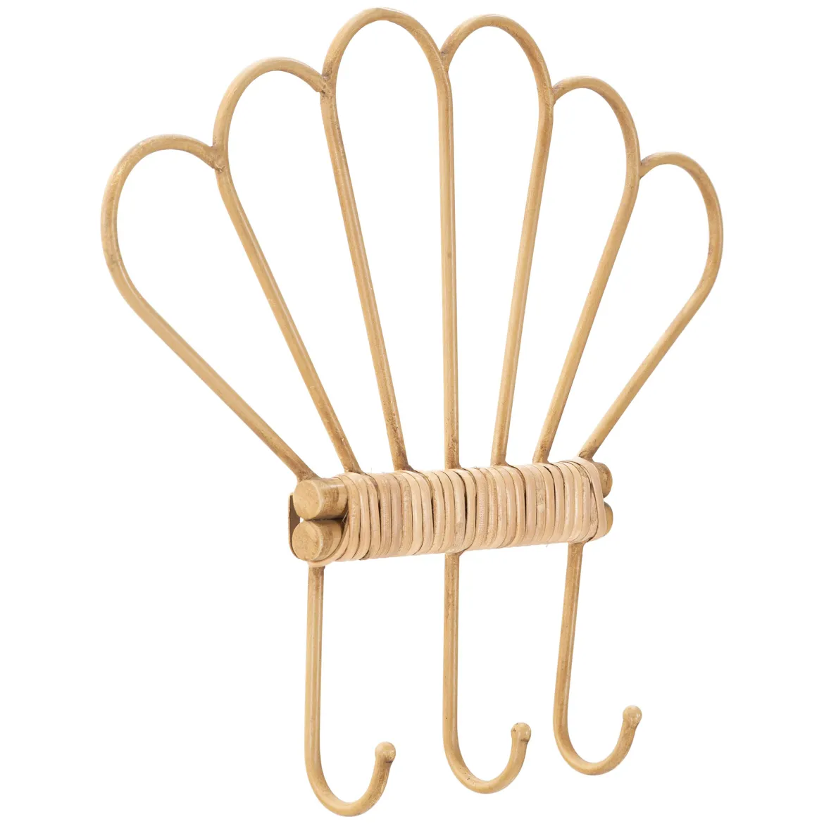 Appendiabiti Marrone Finitura in Rattan Color Bamboo Naturale 3 Ganci 33h cm, Installazione Sospeso - Danatala