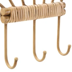 Appendiabiti Marrone Finitura in Rattan Color Bamboo Naturale 3 Ganci 33h cm, Installazione Sospeso - Danatala