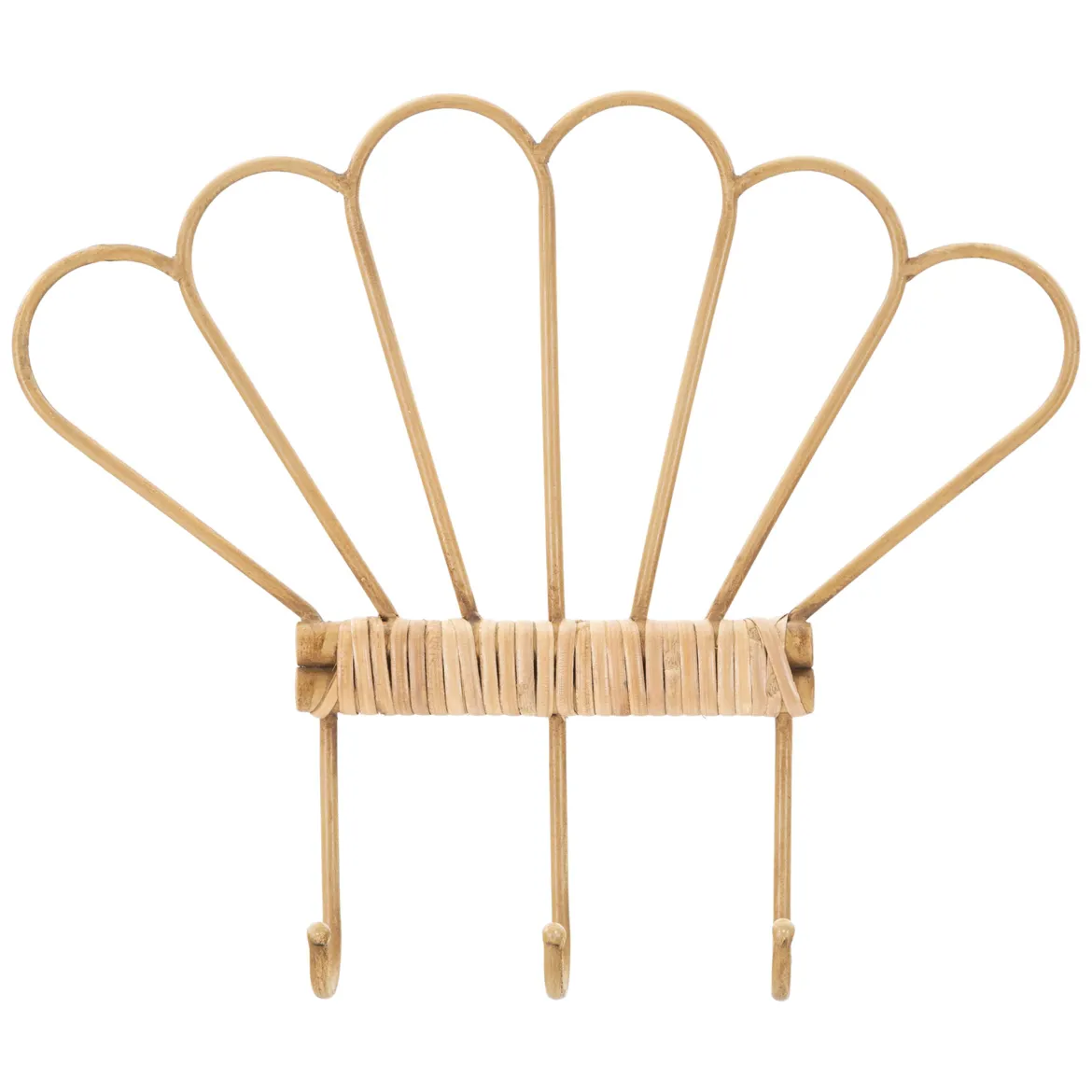 Appendiabiti Marrone Finitura in Rattan Color Bamboo Naturale 3 Ganci 33h cm, Installazione Sospeso - Danatala
