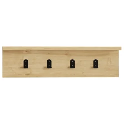 Appendiabiti Marrone Rovere 4 Ganci Installazione a Muro 15h cm, Sfumatura Colore Struttura Rovere - Taipana