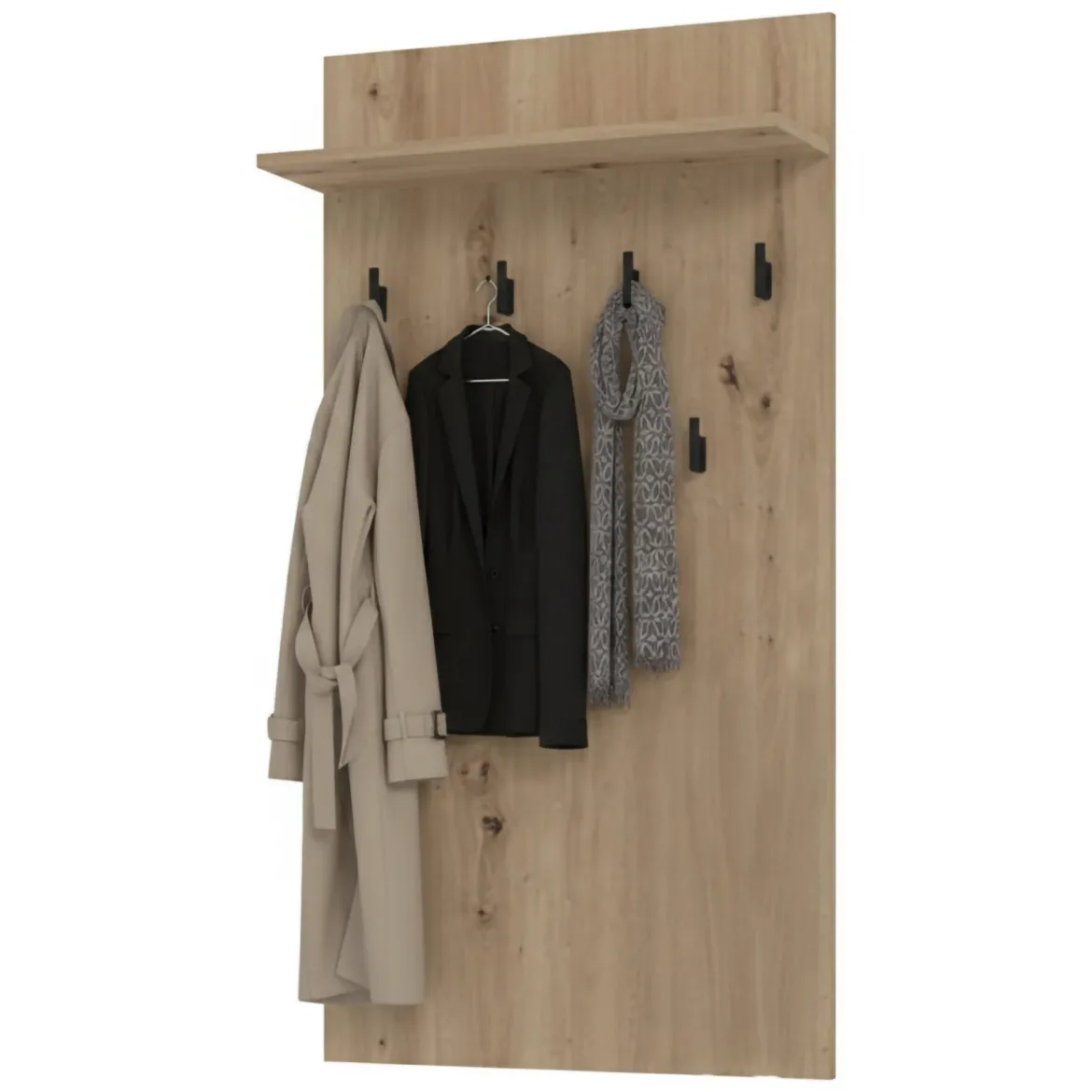 Appendiabiti Marrone Rovere Nodi Nero set Fissaggio a Muro Incluso 6 Ganci 115h cm, Installazione a Muro - Gonars