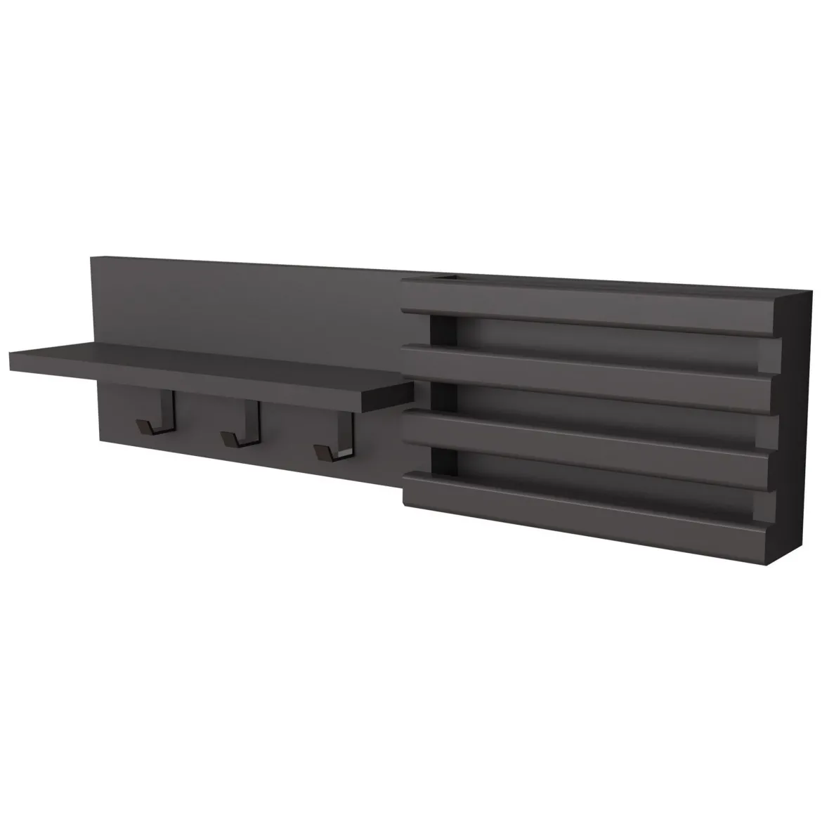 Appendiabiti Nero Antracite 3 Ganci Installazione a Muro 20h cm, Sfumatura Colore Struttura Antracite - Mandas