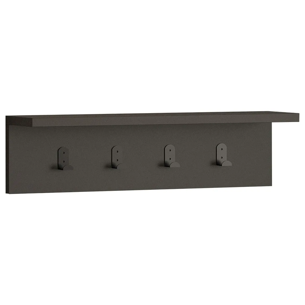 Appendiabiti Nero Antracite 4 Ganci Installazione a Muro 15h cm, Sfumatura Colore Struttura Antracite - Taipana