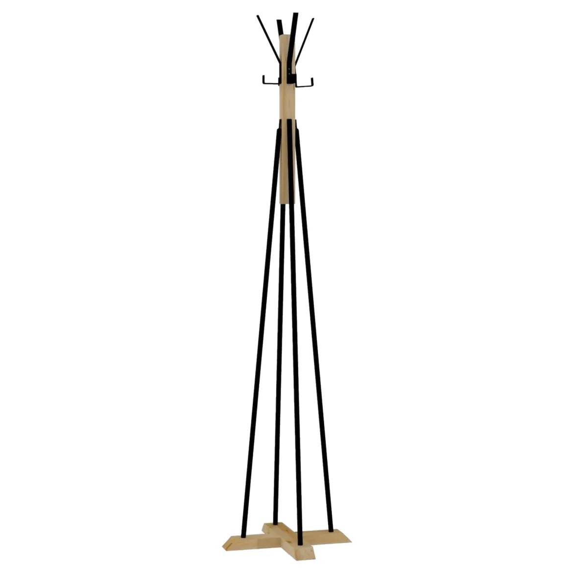 Appendiabiti Nero Marrone Rovere 4 Ganci Installazione a Terra 160h cm, Colore Struttura Marrone - Caravate