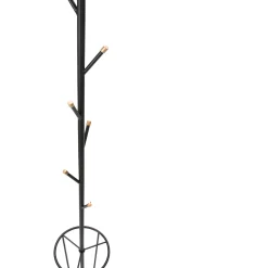 Appendiabiti Nero oro con Porta Ombrelli 6 Ganci 176h cm, Installazione a Terra - Dawson