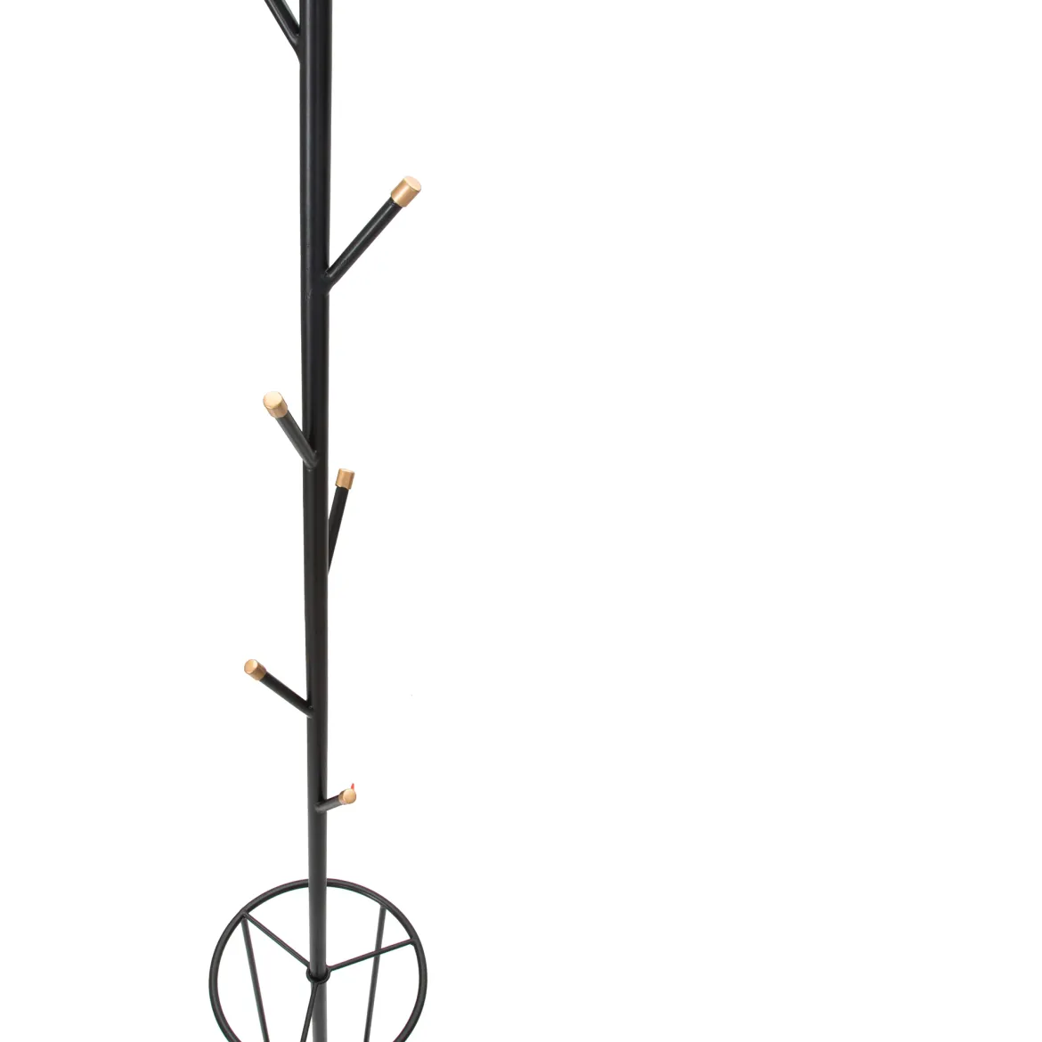 Appendiabiti Nero oro con Porta Ombrelli 6 Ganci 176h cm, Installazione a Terra - Dawson