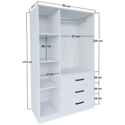 Armadio 3 Ante in Legno Nobilitato Bianco