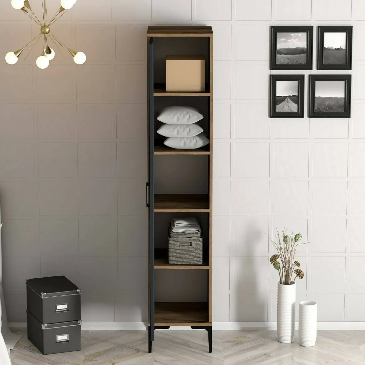 Armadio antracite e noce slim 40x47h cm - Giusta