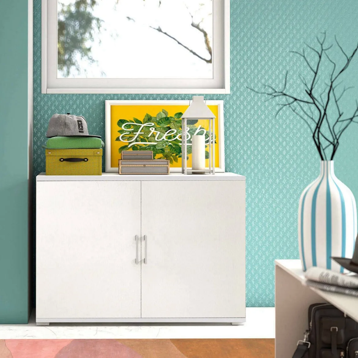Armadio bianco 2 ante 90x66h cm - Serafinito