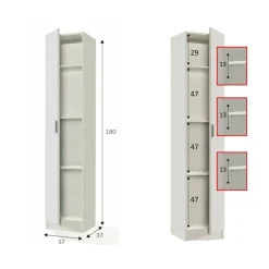 Armadio bianco bagno 37x180h cm - Alexander