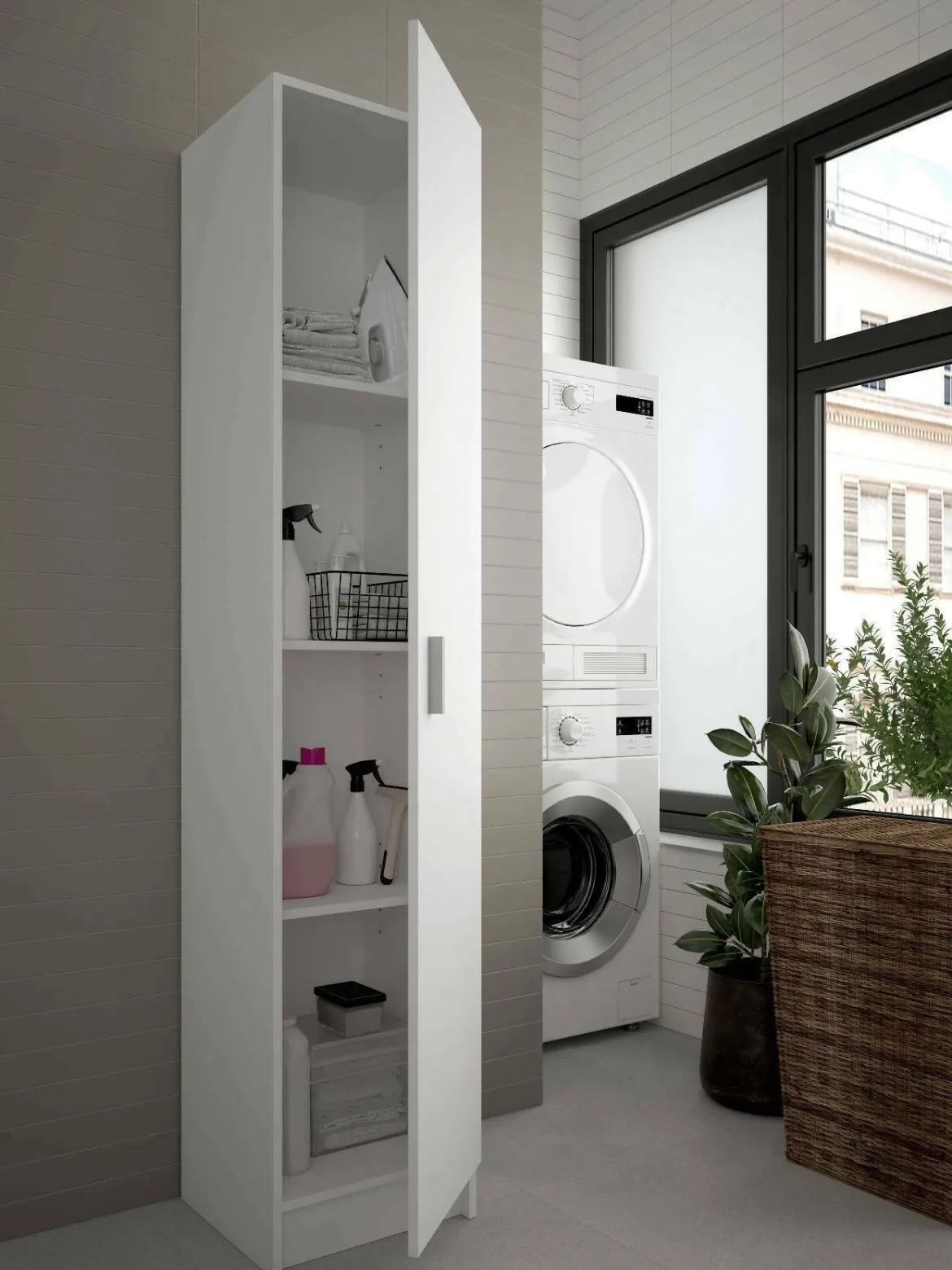 Armadio bianco bagno 37x180h cm - Alexander