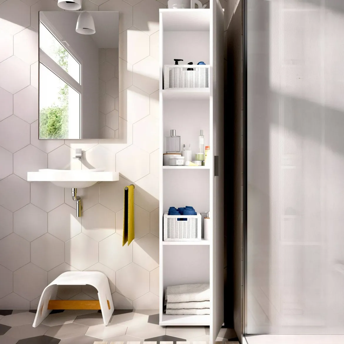 Armadio bianco bagno 39x190h cm - Arrow