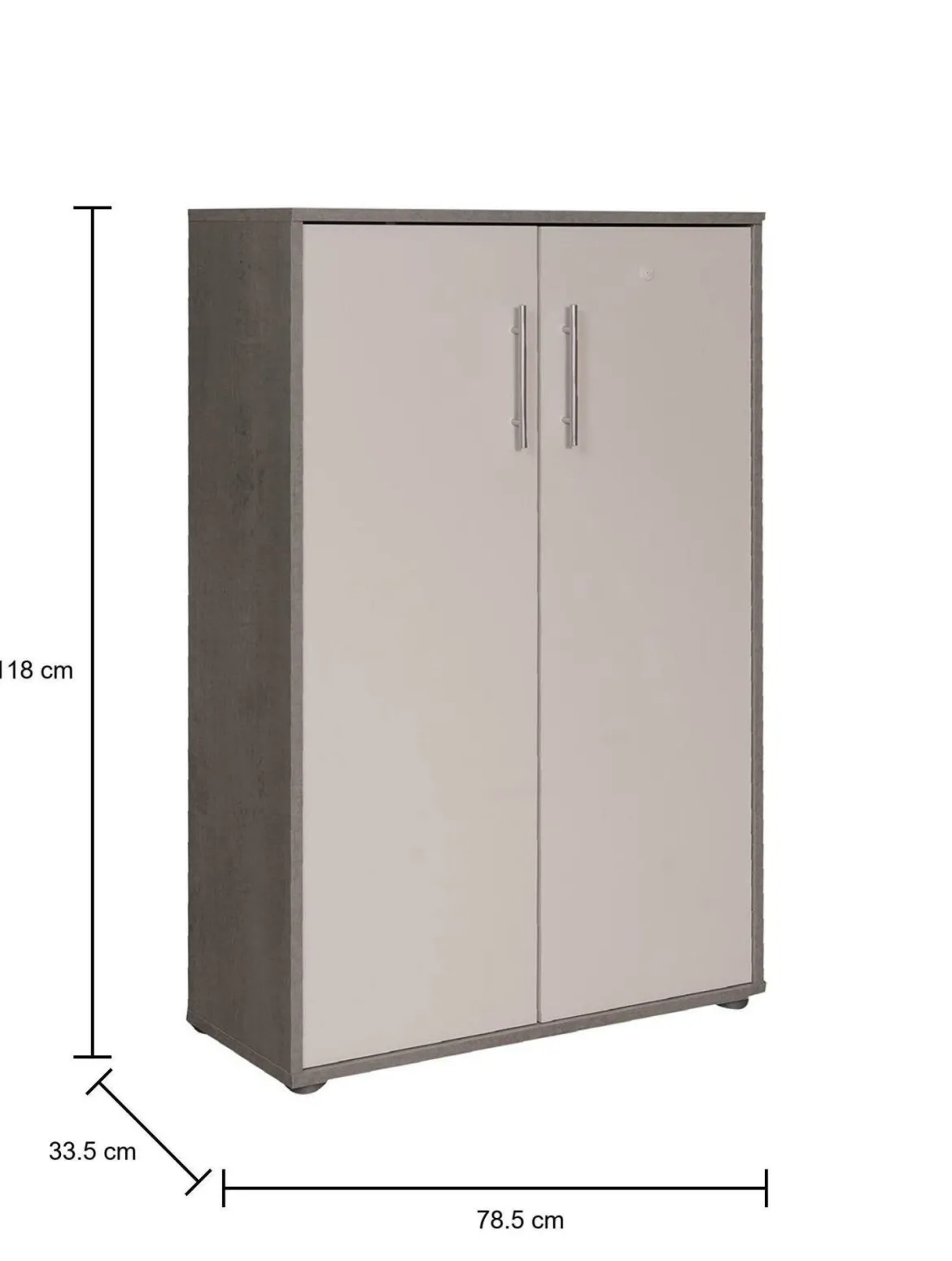 Armadio bianco e grigio 2 ante 78x118h cm - Angie