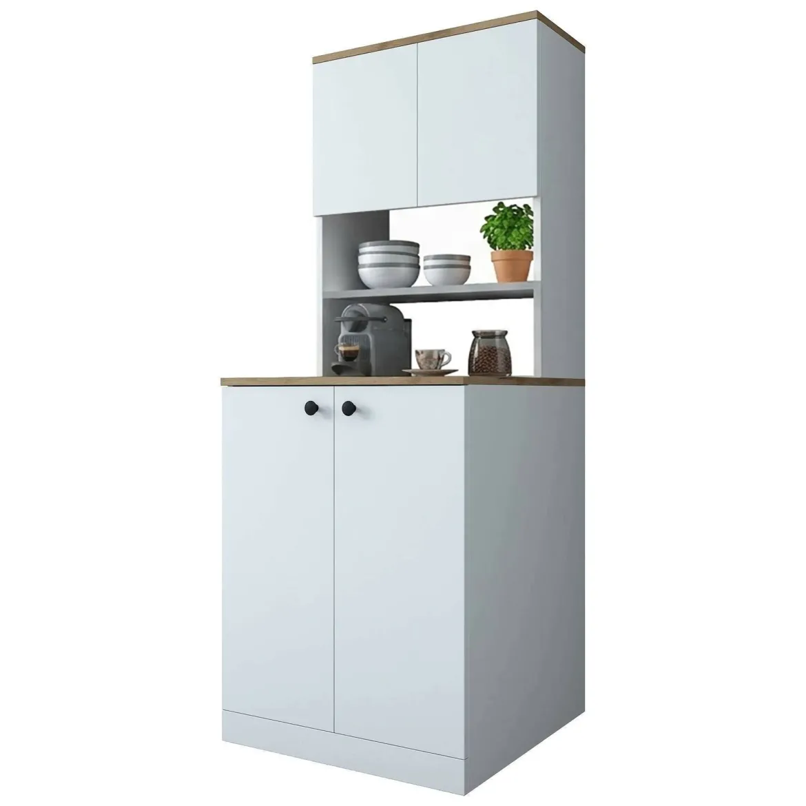Armadio bianco e noce multifunzione 70x183h cm - Marty