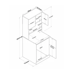Armadio bianco e noce multifunzione 70x183h cm - Marty