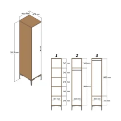 Armadio bianco e noce slim 40x47h cm - Giusta
