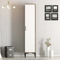 Armadio bianco e noce slim 40x47h cm - Giusta