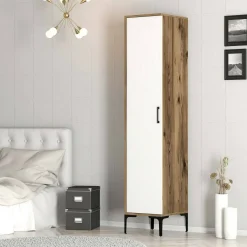 Armadio bianco e noce slim 40x47h cm - Giusta