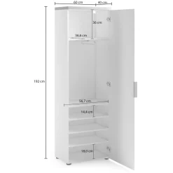 Armadio bianco lucido e legno colonna 60x190h cm - Tani