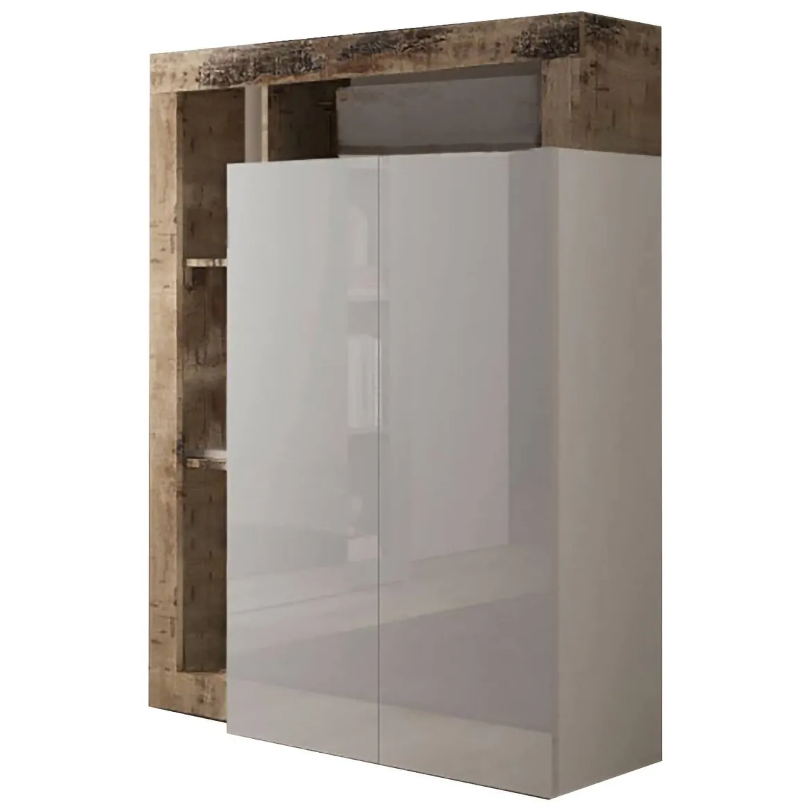 Armadio bianco lucido e rovere ante battenti 78x116h cm - Cipresso