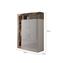 Armadio bianco lucido e rovere ante battenti 78x116h cm - Cipresso