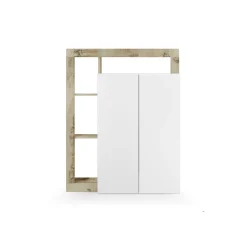 Armadio bianco lucido e rovere ante battenti 78x116h cm - Cipresso