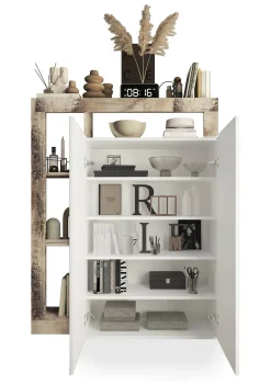 Armadio bianco lucido e rovere ante battenti 78x116h cm - Cipresso