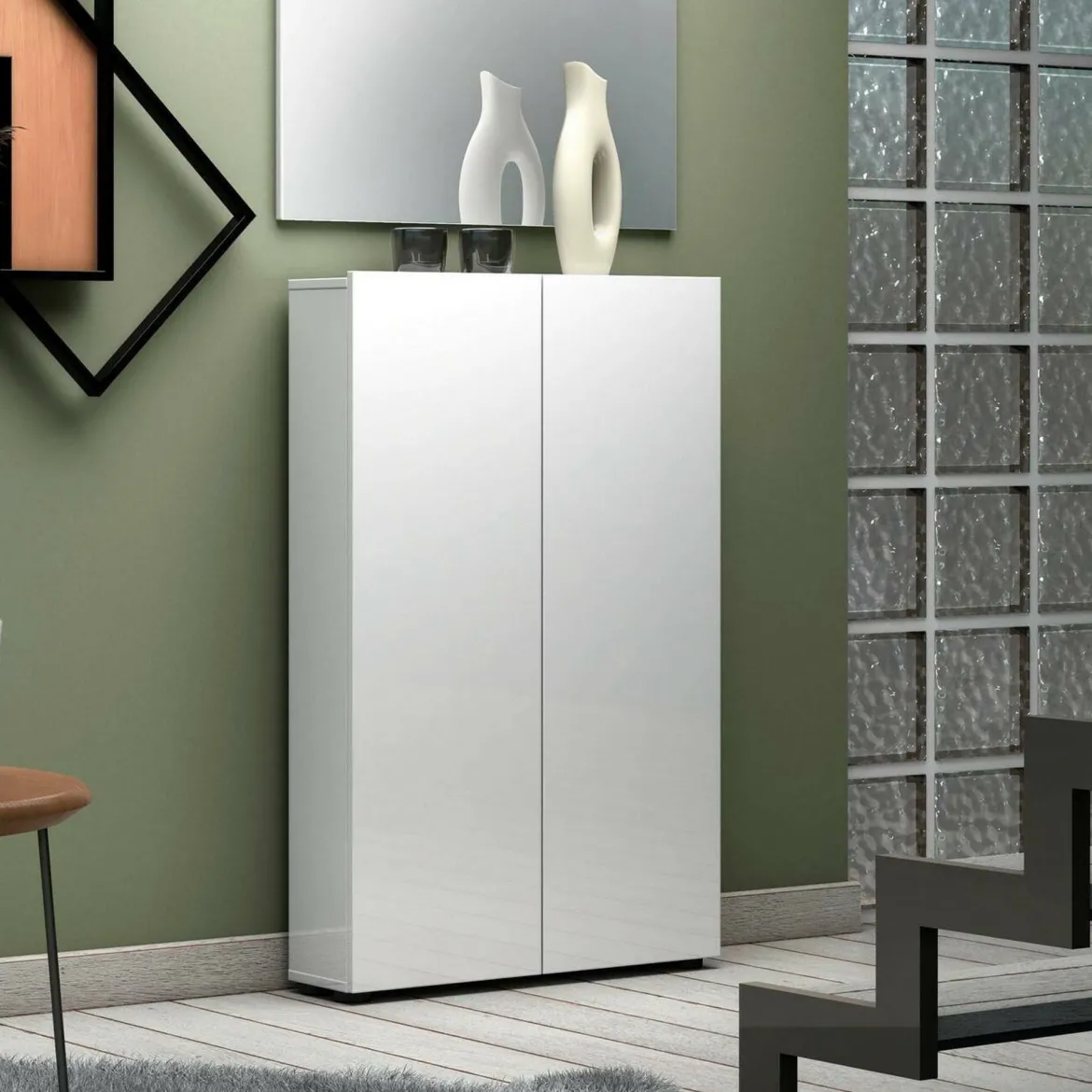Armadio bianco lucido salvaspazio 70x200h cm - Crisocolla