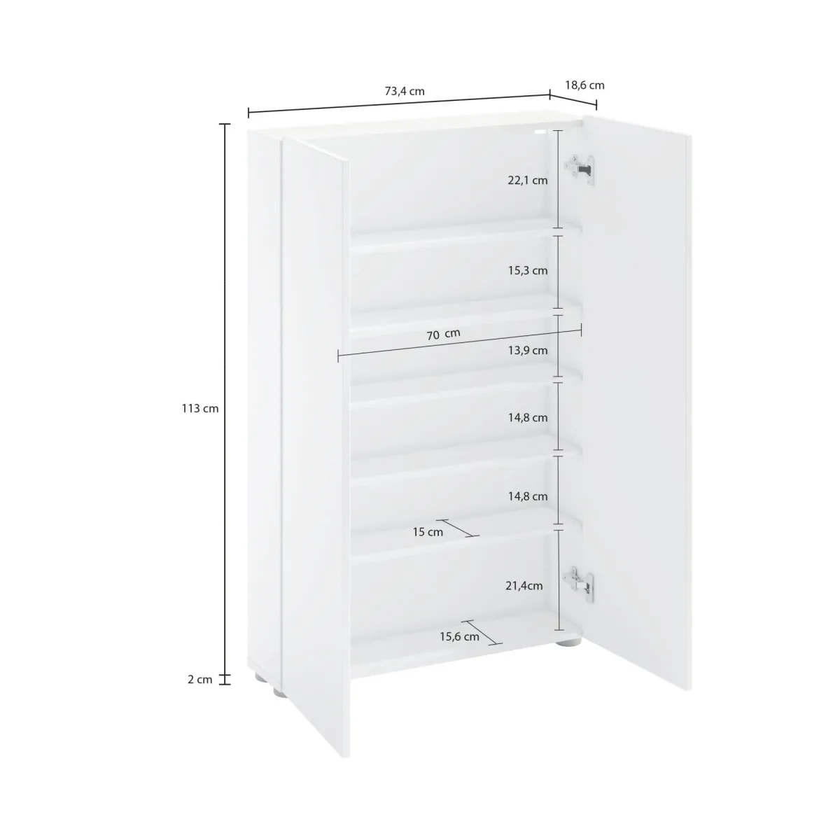 Armadio bianco lucido salvaspazio 70x200h cm - Crisocolla