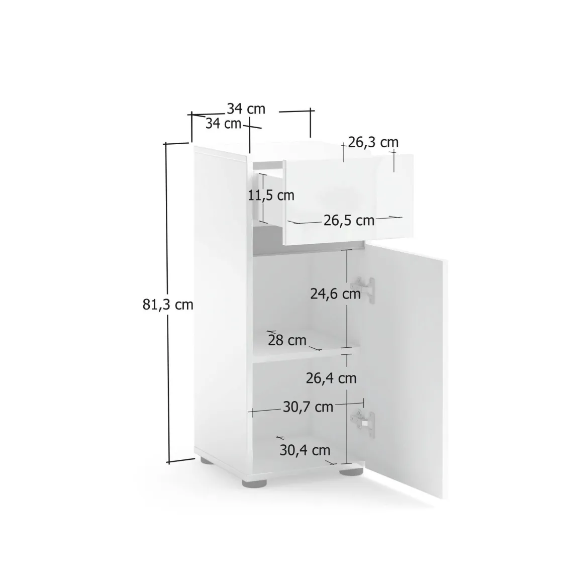Armadio bianco lucido slim 40x180h cm - Aquili