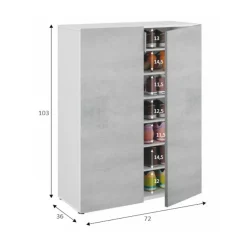 Armadio cemento e bianco 2 ante 72x103h cm - Athenodora