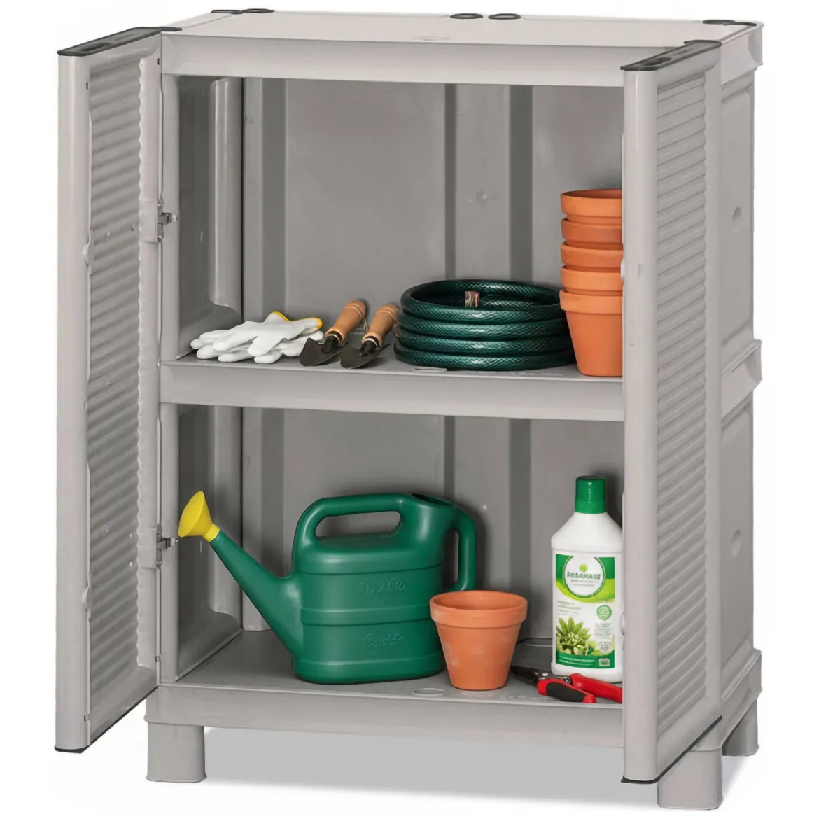 Armadio da esterno 2 ante grigio chiaro e nero 68x169h cm - Ash