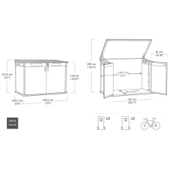 Armadio da Esterno Grigio Nero Cassetti 2 Ripiani 191x109x133h cm, Apertura Battente, a Ribalta - Litchfield