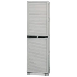 Armadio da Esterno Portascope Impermeabile 50x39x172h cm Grigio Chiaro in Resina Antiurto con 3 Ripiani Made in Italy – Achae