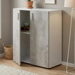Armadio grigio e bianco 2 ante 80x92h cm - Argento