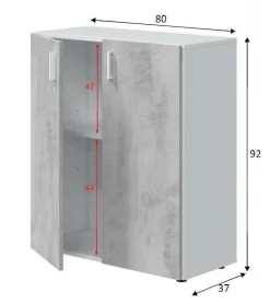 Armadio grigio e bianco 2 ante 80x92h cm - Argento