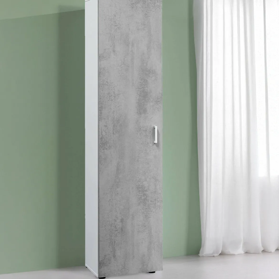 Armadio grigio e bianco slim 41x182h cm - Avlis