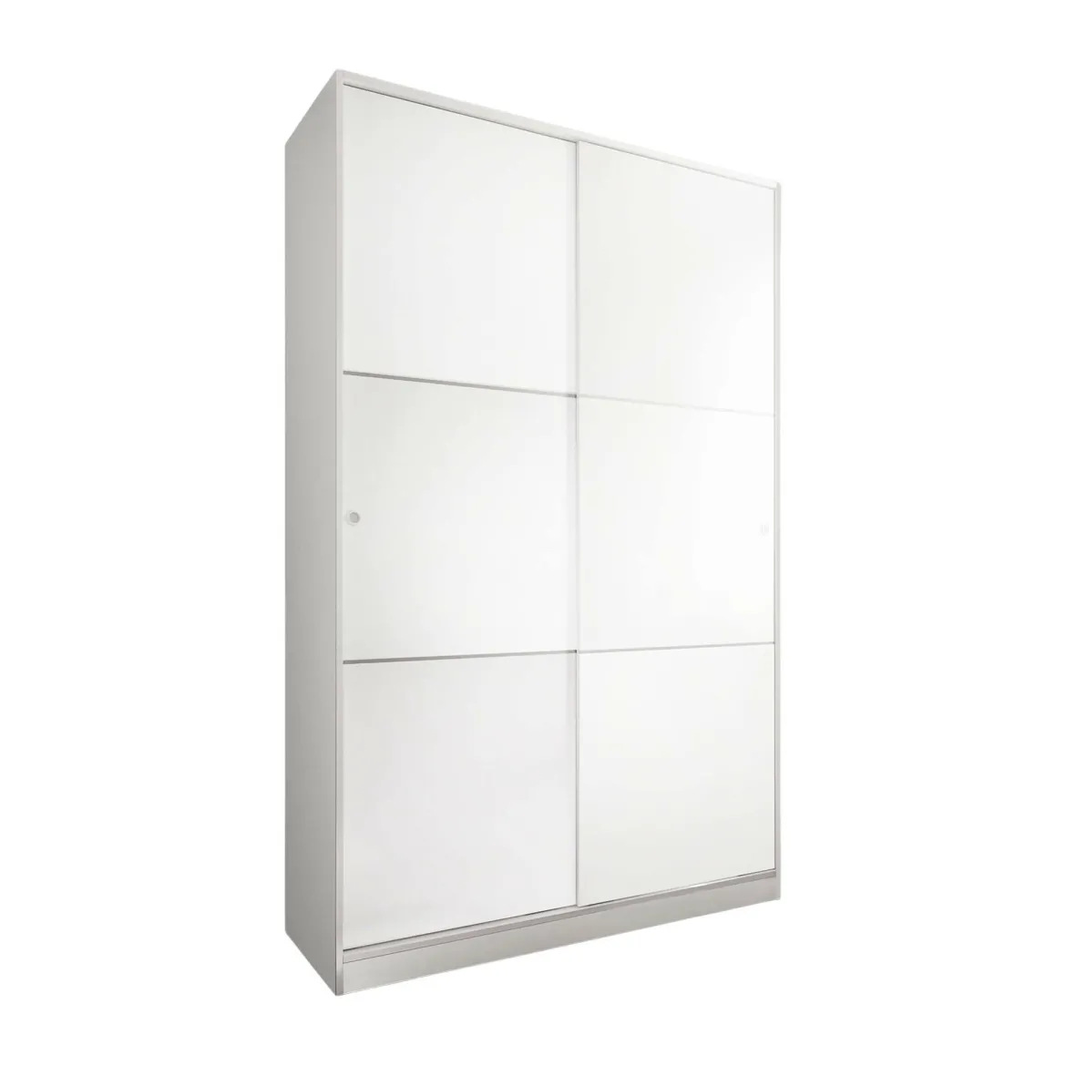 Armadio Guardaroba 2 Ante Scorrevoli 120x50x200h cm Bianco lucido Salvaspazio in Legno con Appendiabiti e 4 Ripiani Regolabili – Adrenalin