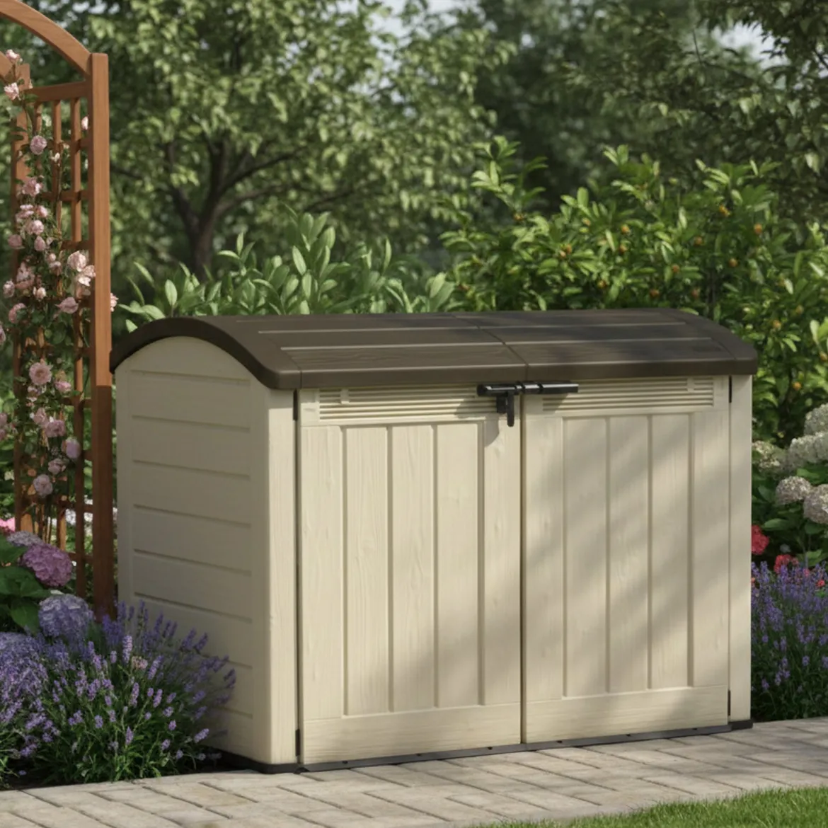 Armadio in plastica 2 ante beige 177x134h cm - Hinton