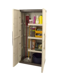 Armadio in plastica 2 ante beige e marrone 70x91h cm - Acira