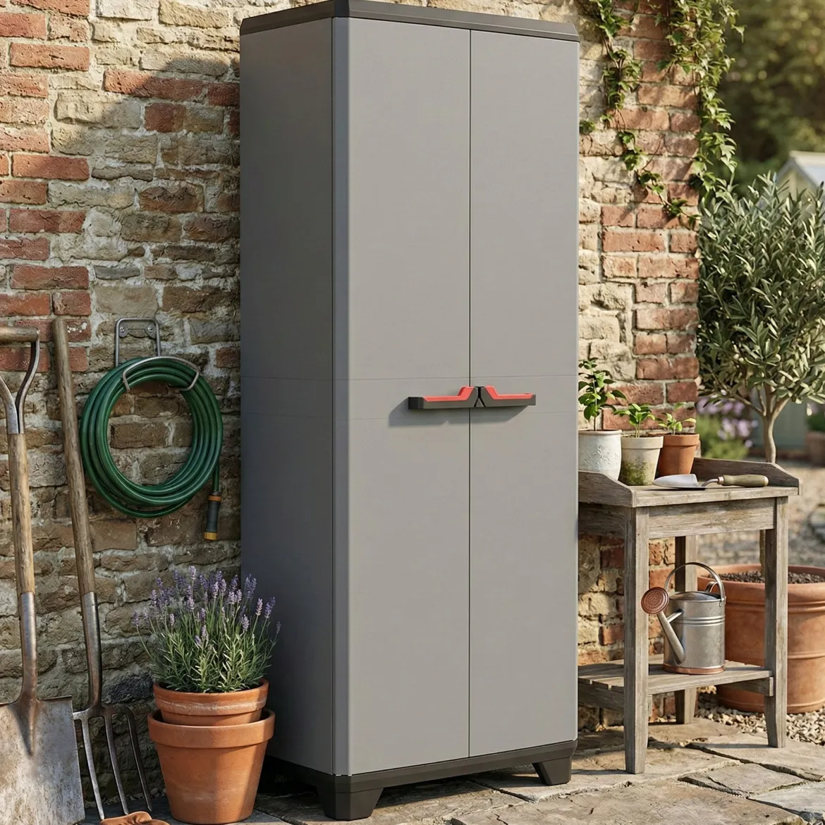 Armadio in plastica 2 ante grigio 68x90h cm - Cochrane