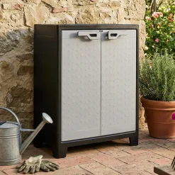 Armadio in plastica 2 ante grigio chiaro 100x172h cm - Allain