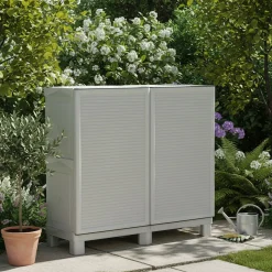 Armadio in plastica 2 ante grigio chiaro 100x92h cm - Arlinda
