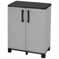 Armadio in plastica 2 ante grigio e nero 68x163h cm - Akina